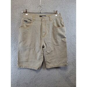 Godbody Carpenter Shorts Mens 36 Khaki Denim Ramie High Rise Workwear Utility
